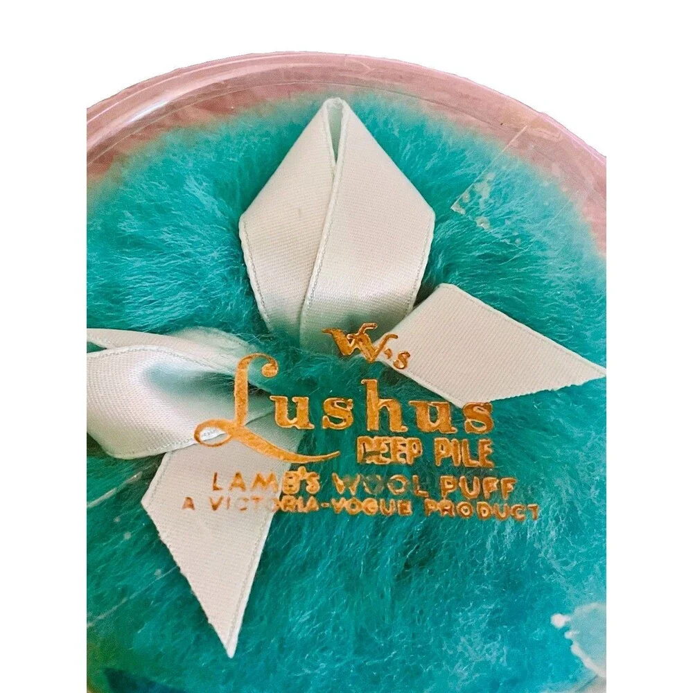 Vintage 60s Victoria-Vogue Lushus Powder Puff Lambs Wool Tiffany Blue New